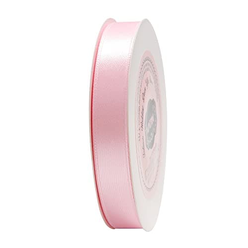 VATIN Ruban Satin 12mm x 25m côté unique face éclat satin Rose clair Ruban décoratif pour mariage, baptême et anniversaire