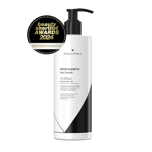 Shampoing Biotine 10000 mcg avec 12 Multivitamines et Minéraux XXL 400ml Shampoing Biotine Cheveux Pousse Rapide I Anti Chute de Cheveux Femme & Anti Chute de Cheveux Homme Shampooing à la Biotine