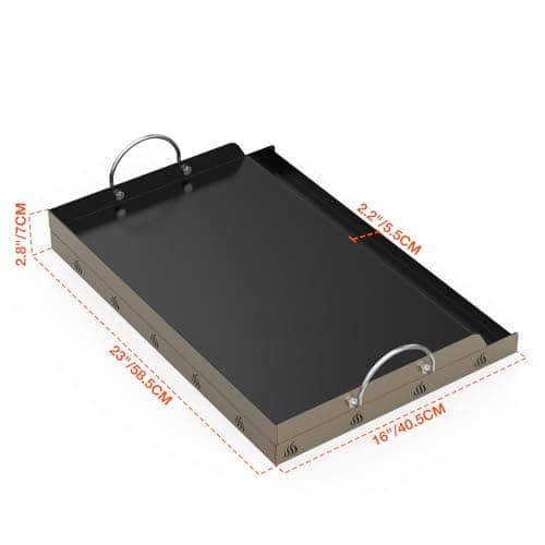 Onlyfire Céramique Plaque de Gril, Universelle Plaque de Cuisson pour Gril à gaz et Barbecue au Charbon de Bois, BBQ plancha avec Poignée, Revêtement Antiadhésif, 58,5 x 40,5 x 7cm, Noir