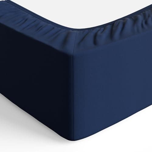 Amazon Basics Drap Housse, 160 x 200 x 30 cm, en Polyester Microfibre pour Matelas Épais jusqu'à 30 cm, Bleu Marine