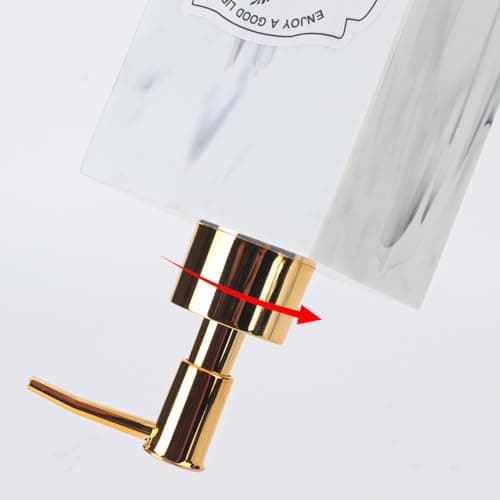 Dispenseurs de Luxe Fini Marbre - 500ml, Lot de 2 avec Pompes Dorées & Étiquettes Étanches - Idéal pour Comptoir, Douche, Rangement de Shampoing, Savon, Lotion - Blanc