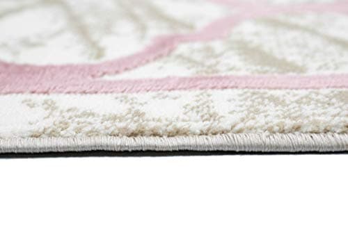 Teppich-Traum Tapis Designer Tapis Moderne Motif marocain en Beige Rose Größe 80x150 cm