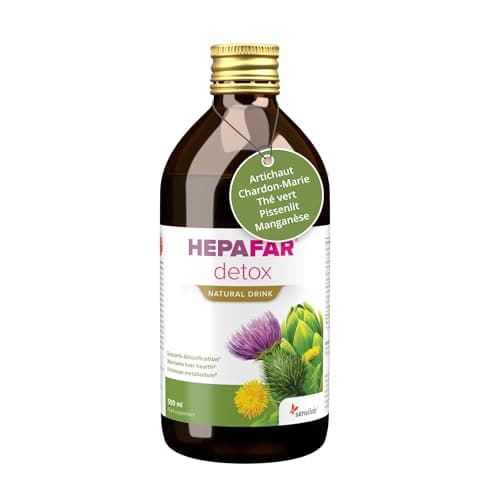 Hepafar Natural Liver Detox Drink – 500 ml pour 20 jours – Avec du chardon-Marie, du thé vert, du manganèse, du pissenlit et de l'artichaut – Nettoyage naturel – Sensilab