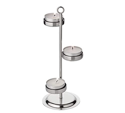 EDZARD Porte-Bougie/Bougie Chauffe-Plat Denver, en Acier Inoxydable nickelé, Hauteur 21 cm, Convient aux lanternes