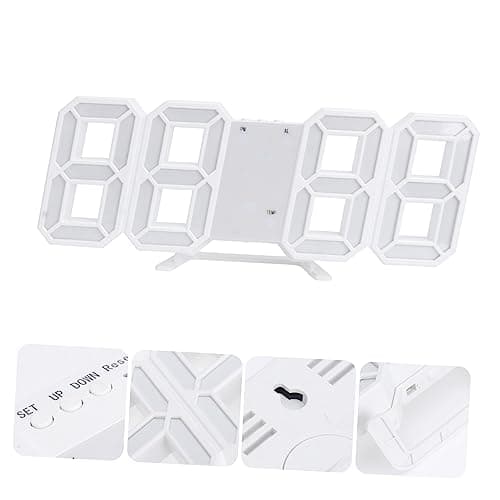 STOBAZA réveil mené Horloge Murale veilleuse réveil veilleuse LED réveil LED horloges murales numériques Digital Clock Alimenté par USB réveil numérique Horloge Murale numérique Blanche