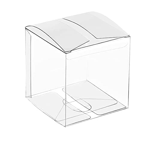 Jisapmzu Lot de 50 boîtes en plastique transparent pour cadeaux, boîtes d'emballage en PVC, emballage cadeau, boîte à chocolats, boîtes cadeaux de mariage, cadeaux