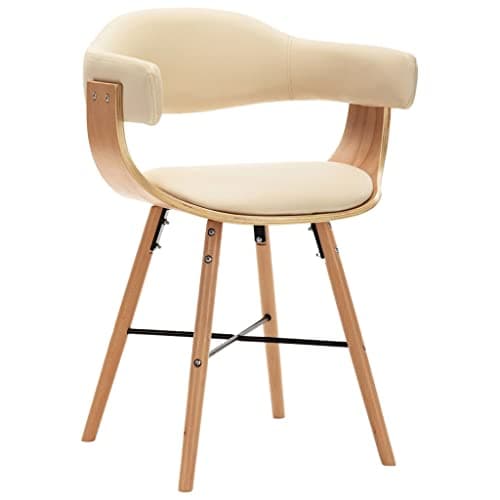 Décoshop26 Lot de 4 chaises de Salle à Manger Cuisine Design Moderne synthétique crème et Bois courbé CDS021464