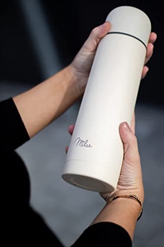 Milu Bouteille isotherme en acier inoxydable - 1L, 750ml, 500ml - Thermo Double Paroi, Sans BPA, Transport Café, Thé, Eau (Buttercream, 1000 ml)