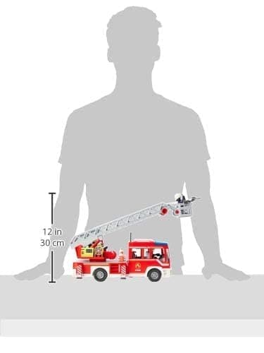 Playmobil 9463 Camion de Pompiers avec échelle pivotante - City Action - avec Trois Personnages, Un véhicule avec échelle télescopique, Module Lumineux et sonore - Intervention de Secours - Dès 4 Ans