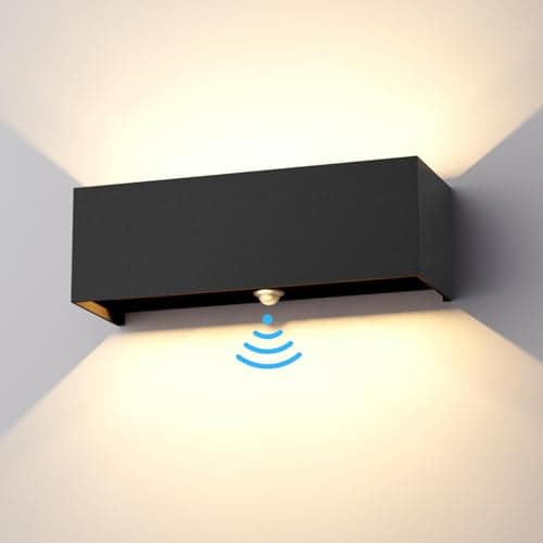 Klighten 30W Applique avec détecteur de mouvement, Applique murale exterieur/interieur,IP65 3000K,Applique détecteur de mouvement,Noir