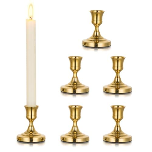 Bougeoir Doré en Métal pour Chandelier, 6 Pcs