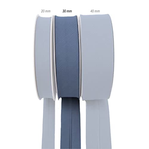 TEXTEX = biais de 30 mm de large. 50 % coton et 50 % polyester. Pièce de 10 m (bleu moyen)