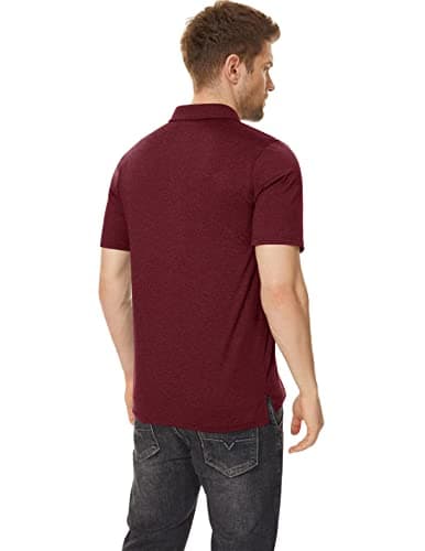 KEFITEVD Polo Homme Golf Tennis à Manche Courte Casual Sport T-Shirt Polyester Slim Fit Vetement,Vin Rouge,S