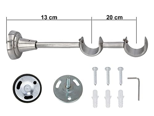 Sento 25/25mm Kit de Tringle à Rideau Metal, Classic, Acier Inoxydable Donata 280 cm