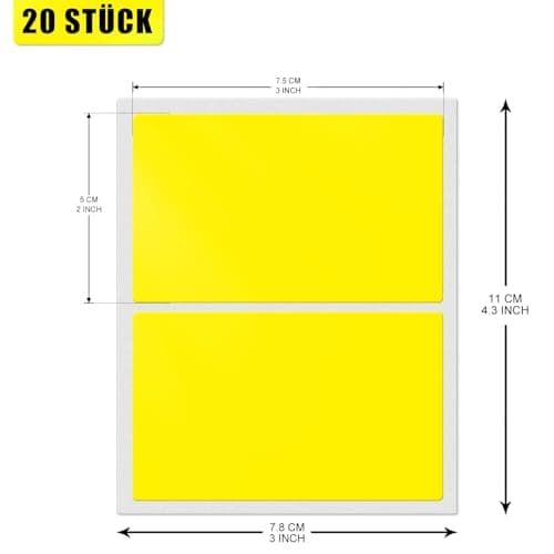 Étiquettes Autocollantes Étanches Jaunes Vinyle 75×50 mm 40 Pièces