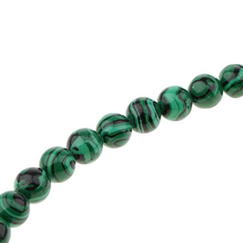 Harilla Perles Rondes Brin Malachite Pierres Perles Rondes Charmes pour la Fabrication de Bijoux DIY, 8mm