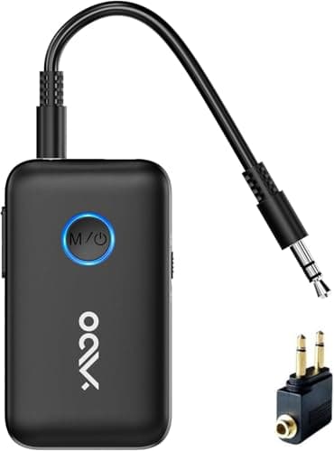 YMOO Transmetteur Recepteur Bluetooth 5.3, Adaptateur Bluetooth Audio 3.5mm Jack HiFi AUX, Aptx Faible Latence, Diffusion Audio pour TV/Smartphone vers Casque Bluetooth/Enceinte/Avion