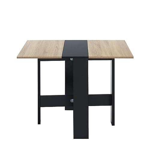 BAÏTA Table Pliante, Noir et chêne, L104cm