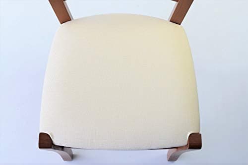 Tommychairs - Set 4 Chaises Cuore pour Cuisine, Bar et Salle à Manger, Robuste Structure en Bois de hêtre peindré en Cerisier et Assise rembourrée et revêtue en Tissu Couleur Ivoire