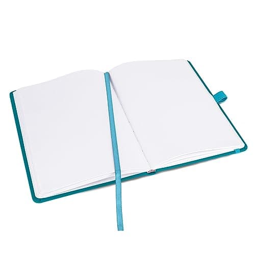 Notes London Eco A5 Carnet avec pages unies sans lignées, passant pour stylo, ruban, pochette en papier, journal à couverture rigide moyenne, papier issu de sources durables (Sarcelle)