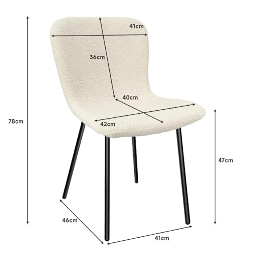 LEWE 4 Pièces de Chaise de Salle à Manger, Molleton Teddy, Dossier Semi-courbé, Compact mais Robuste, sans Accoudoirs, Facile à Installer, Adaptée aux Femmes, aux Adolescents - (Beige)