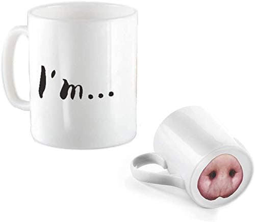 auvstar Tasse Amusante créative, Céramique Porc Nez Café Tasse de thé Nouveauté Tasse à Eau de Bureau à Domicile, Cadeau pour Famille, Ami, Enseignant (Nez de Cochon)