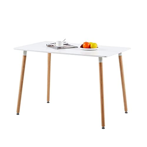 LafeuR Ensemble de Salle à Manger Rectangulaire avec 4 Chaises pour Cuisine, Salle à Manger et Salon (Table Blanc + 4 Chaises Blanc)