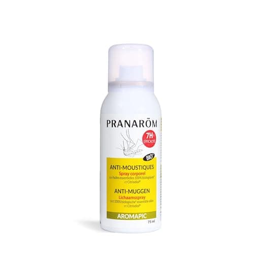 Pranarôm Aromapic Spray Corps Anti-Moustiques Bio 75 ml | Efficacité 7h prouvée en laboratoire contre moustiques européens et tropicaux. Ne dessèche pas la peau. Dès 7 ans.