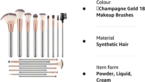 18PCS Set Pinceaux Maquillage Pinceaux à Maquillage Professionnel Pinceaux Maquillages pour Fond De Teint, Blush, fard à Paupières