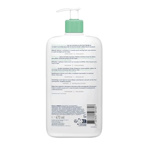 CeraVe - Gel Moussant - Nettoie & Elimine l'Excès de Sébum Sans Altérer la Barrière Cutanée - Acide Hyaluronique, Céramides & Niacinamide - Peau Normales à Grasses - 2x473ml