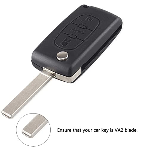 HooRLZ Coque Clé CE0536 Compatible pour Peugeot Partner 107 207 307 407 208 308, Citroen C2 C3 C4 C5 Berlingo Picasso, Boitier Clé Peugeot Partner, TéLéCommande Citroen, Clef Berlingo - 3 Boutons