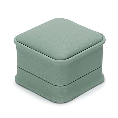 Oirlv Matcha Vert Pu Cuir Boîte à Bagues Boîte à Bijoux pour Mariage,Suggestion,Anniversaire,Saint Valentin,Centre Commercial Compteur Bijoux Présentoir