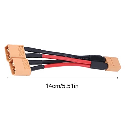 2Types 60 Adaptateur de connecteur de Pack de Batterie parallèle Câble 14AWG Câble d'adaptateur parallèle Remplacement pour RC Lipo(1 Female to 2 Male)