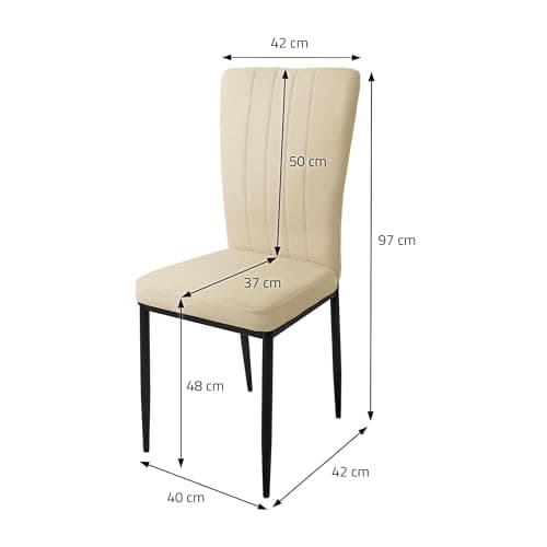 ML-Design Lot de 8 Chaises de Salle à Manger, Beige, en Velours Respirant et Doux, Fauteuil Design Moderne, Dossier Ergonomique, Assise Rembourrée avec Pieds en Métal, Chaise de Table, Salon, Cuisine