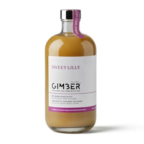 GIMBER Sweet Lilly Concentré de gingembre biologique 500 ml | Boisson biologique sans alcool provenant d'un mélange de gingembre, de fruits de la passion, d'ananas et de curcuma