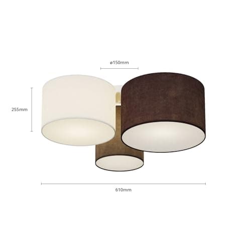 Lindby Plafonnier Tissu Laurenz à intensité variable (Moderne) en Gris Textile e. a. pour Salon & Salle manger (à 3 lampes, E27), Luminaire Plafonnier, Lampe Plafond, Eclerage Eclairage
