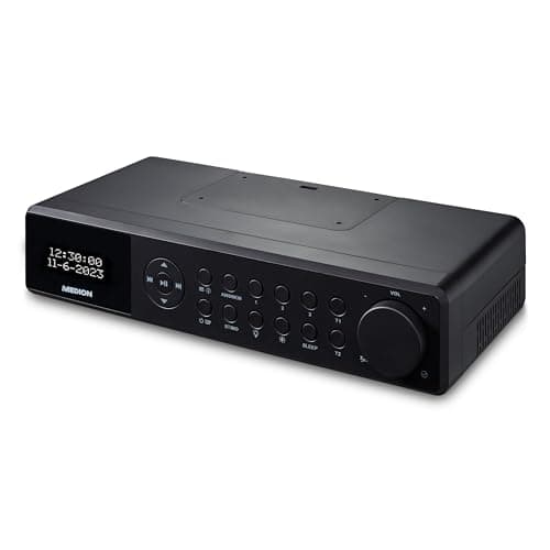 Radio de Cuisine encastrable MEDION E6660 (Radio de Cuisine Dab+, Radio FM PLL, Bluetooth, Barre Lumineuse LED, encastrable, minuterie de Cuisson, Affichage de l'heure) Noir