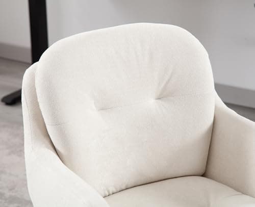 Wahson Chaise de Bureau en Chenille Fauteuil de Bureau pour Chambre Rotation à 360°, Chaise Bureau Erconomique avec Pieds en Métal, Chaise Pivotante, Beige