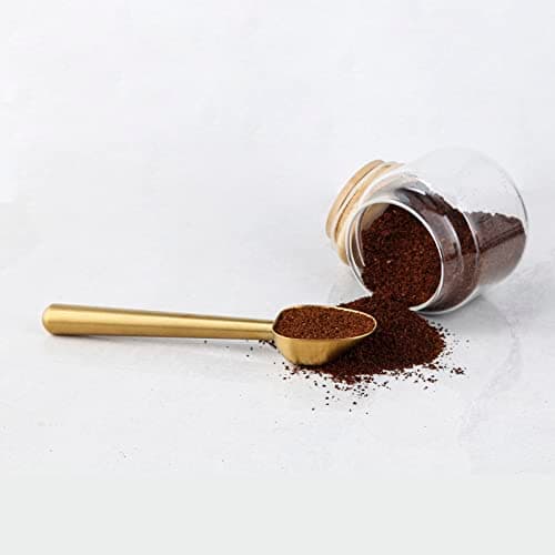 Easyworkz Cuillère à café en acier inoxydable à long manche creux, cuillère à mesurer pour café moulu et thé en vrac,Or en laiton