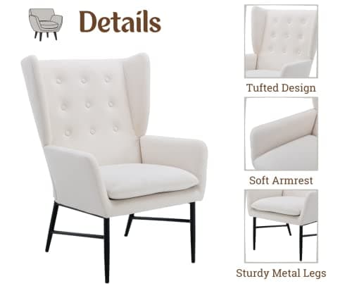 Wahson Fauteuil Salon, Fauteuil en Velours avec Accoudoir, Fauteuil Scandinave Assise Confortable, Fauteuil Relax pour Salon/Chambre, Beige