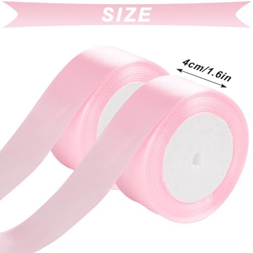 AWCIGG® Ruban Satin Rose 40 mm, 44 Mètres de Rubans Satinée Cadeau pour Emballage Cadeau, Gâteau, Couture, Artisanat, Coffrets, Bouquets, Noël et Mariage Décoration (22m/rouleau)