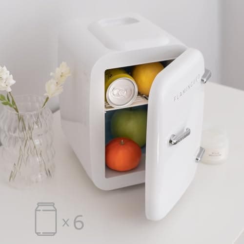 Flamingueo Mini Frigo - Petit Frigo 4L, Mini Frigo de Chambre, Frigo 12V/220V, Fonction Chaud et Froid, Mini Frigo Skincare, Frigo Cosmetique