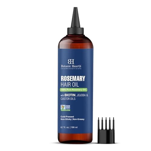 Botanic Hearth Huile de romarin 100 % pure (huile de romarin pour la croissance des cheveux), enrichie en biotine, traitement fortifiant des cheveux, avec de l'huile de jojoba et de l'huile de ricin