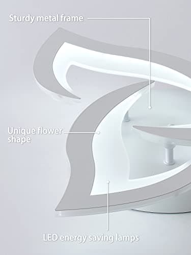KAUCQI Plafonnier LED Plafonnier chambre moderne Φ56cm pétales de fleurs Plafonnier LED 6000K, éclairage décoratif de au plafond pour le salon, la chambre à coucher,Blanc