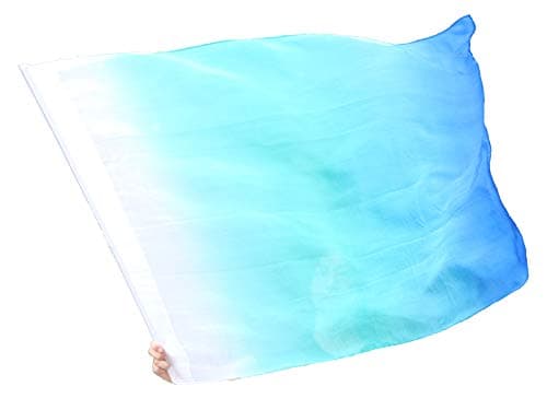 Winged Sirenny 1 Pièce Drapeau-poi de Soie Véritable avec un Émerillon, Léger Flag-poi Accessoire de Danse Adoracion, 103x88cm (Mer)