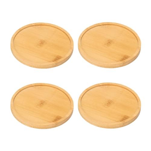 YOYEAH Lot de 4 assiettes en bois - Bougeoir et soucoupe en bois pour bougies - Plateau décoratif rond en bois pour assiettes à bougie - Bougeoir rond de qualité supérieure