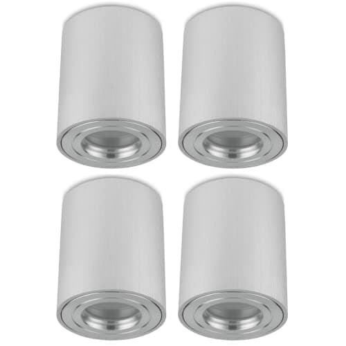 Sweet Led Lot de 4 spots encastrables pour salle de bain IP44 Aluminium GU10 95 mm pour pièces humides, salle de bain, environnements humides, 230 V en aluminium brossé rond