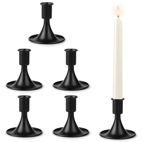 LALAGO Lot de 6 bougeoirs en métal - Inserts de bougies - Bougeoirs dorés pour mariage, Thanksgiving, Noël (noir)