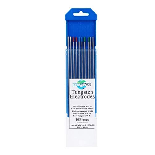 TEN-HIGH Soudage TIG Emballage mixte 1,0 x175mm, Électrode en Tungstène, 2 pcs de Tungstène Pur + 2 pcs 2% de Cérium + 2 pcs 1,5% de Lanthane + 2 pcs 2% de Lanthane + 2 pcs 2% de Thorium