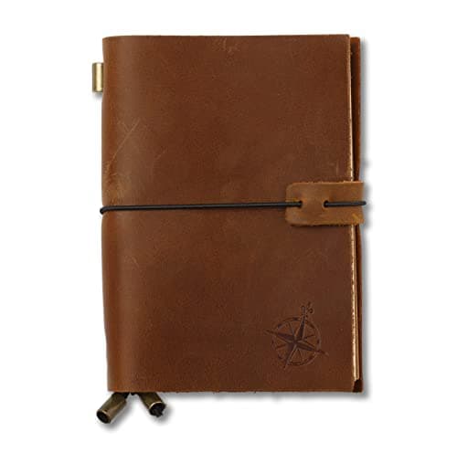 Wanderings Petit Carnet De Voyage A6 Rechargeable En Cuir - 17 X 13 cm (A6) - Fabriqué En Cuir Véritable - Parfait Pour Écrire, Poètes, Voyageurs, Comme Journal Intime - Inserts Vierges